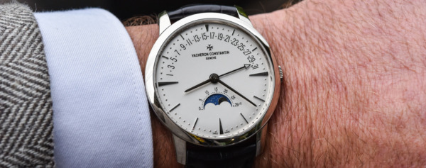 Review – Revisiting Vacheron’s Quirky Elegant Patrimony Moon Phase Retrograde Date
