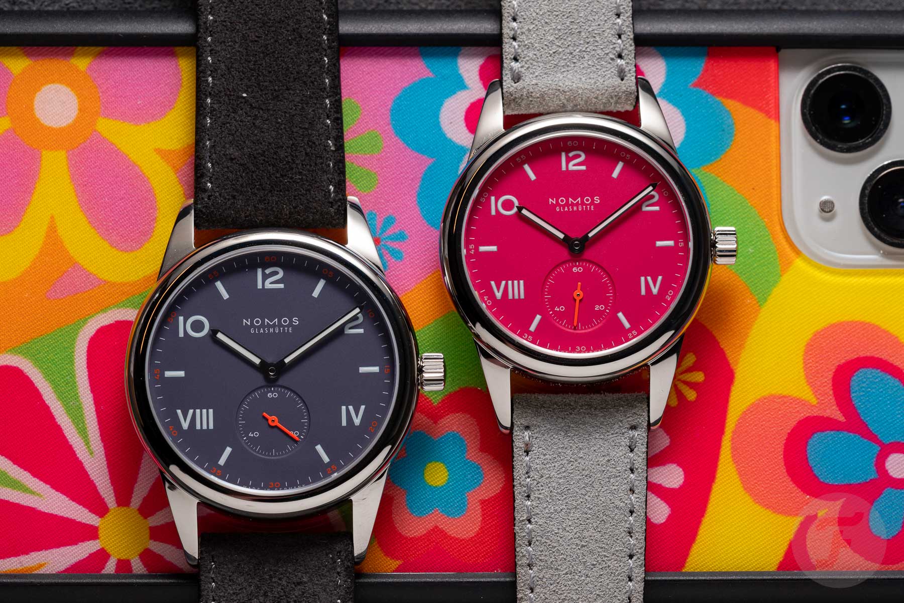 NOMOS Glashütte Club Campus Deep Pink And Blue Purple In 36 And 38.5mm