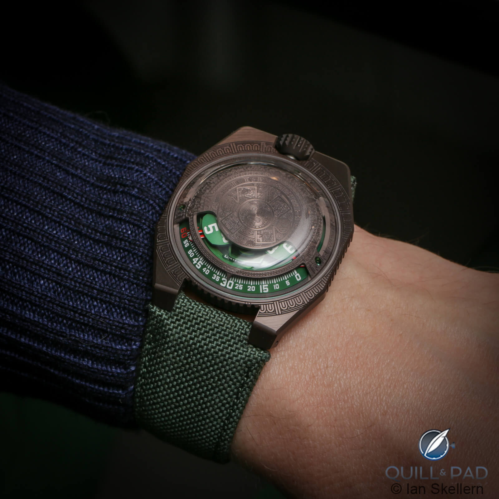 Urwerk UR-100V Time And Culture: 27-Ton Aztec Sun Stone Miniaturized For The Wrist