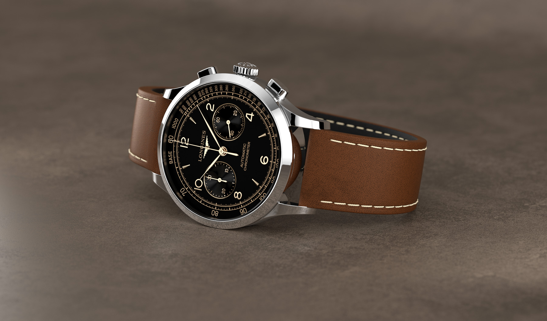 Introducing The Longines Record Heritage Chronograph — Black And Gilt Goodness With Heaps Of 1940s Style