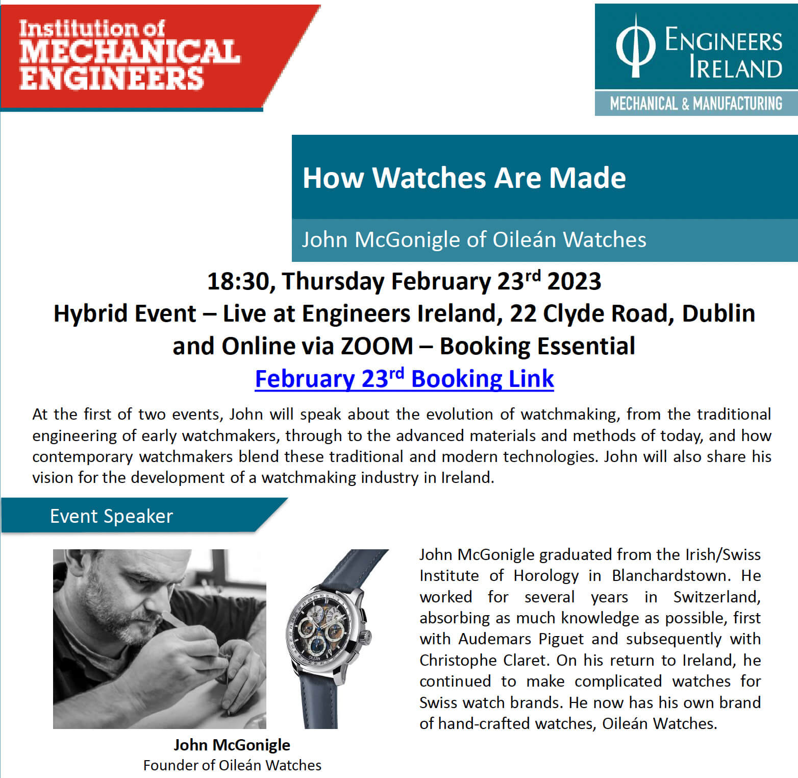 How Watches Are Made Seminars By John McGonigle – And You Can Follow Them Live