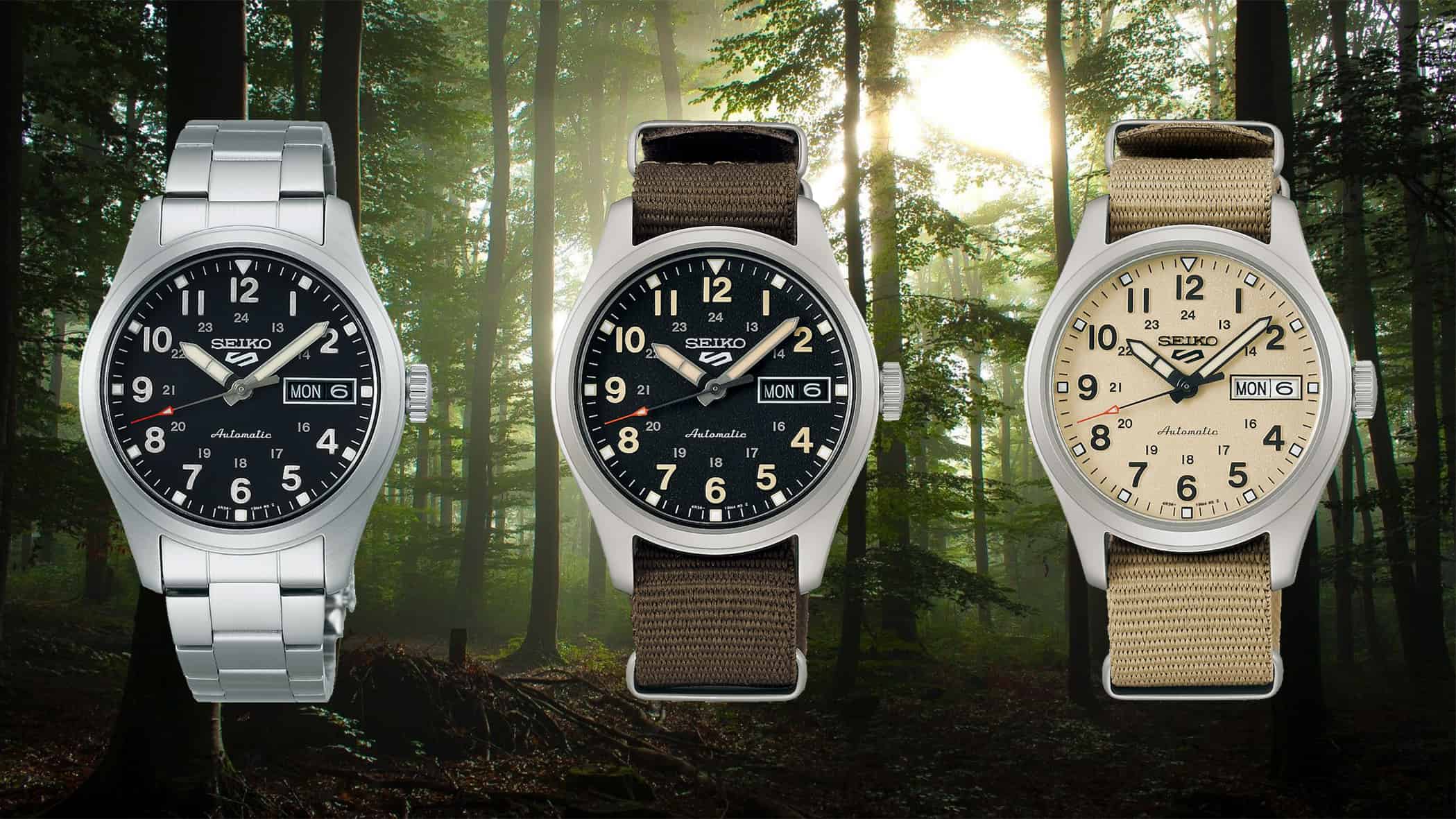 Return To Form: Seiko Introduces an Ensemble of 36mm Field Watches with New Addition to 5 Sports Collection
