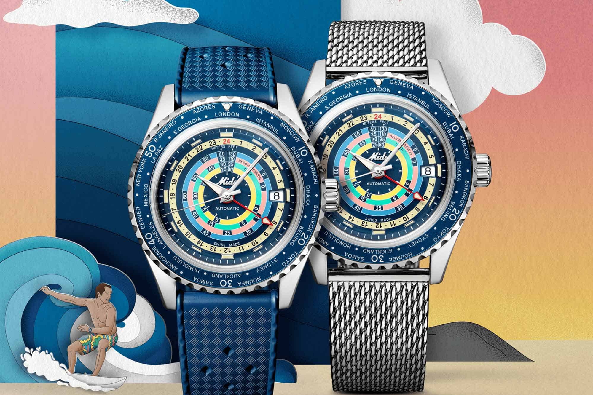 Mido Revives the Ocean Star Decompression and Adds a Local Jumping Hour GMT and a Whole Lot of Color