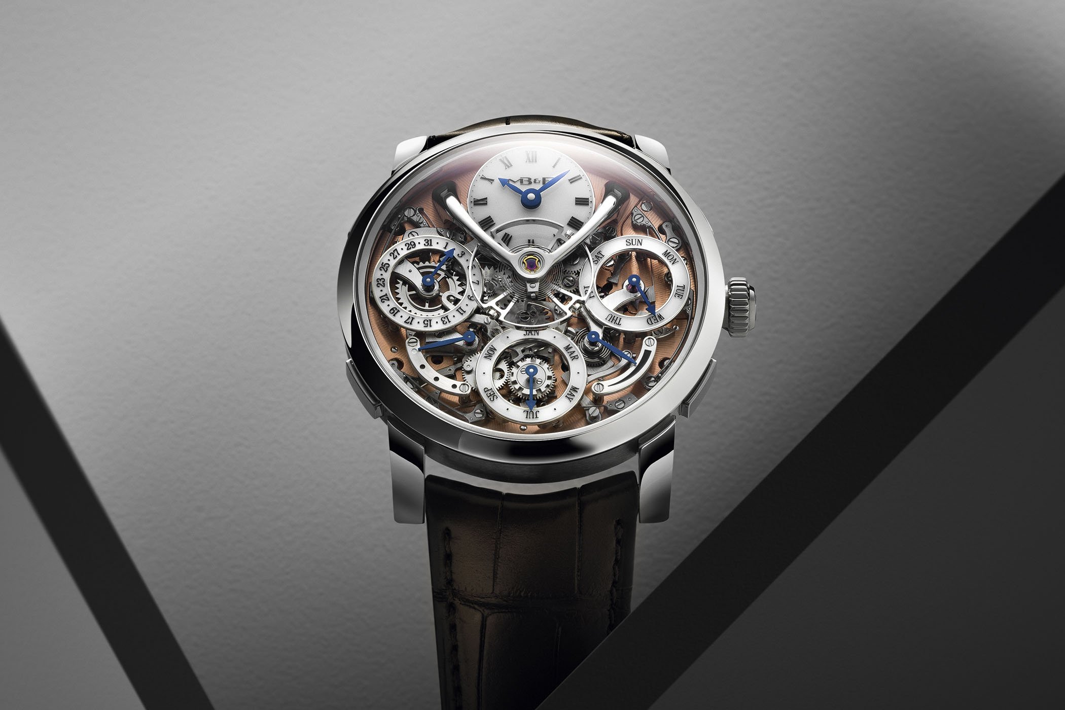 New: MB&F LM Perpetual now in Stainless Steel with salmon dial plate