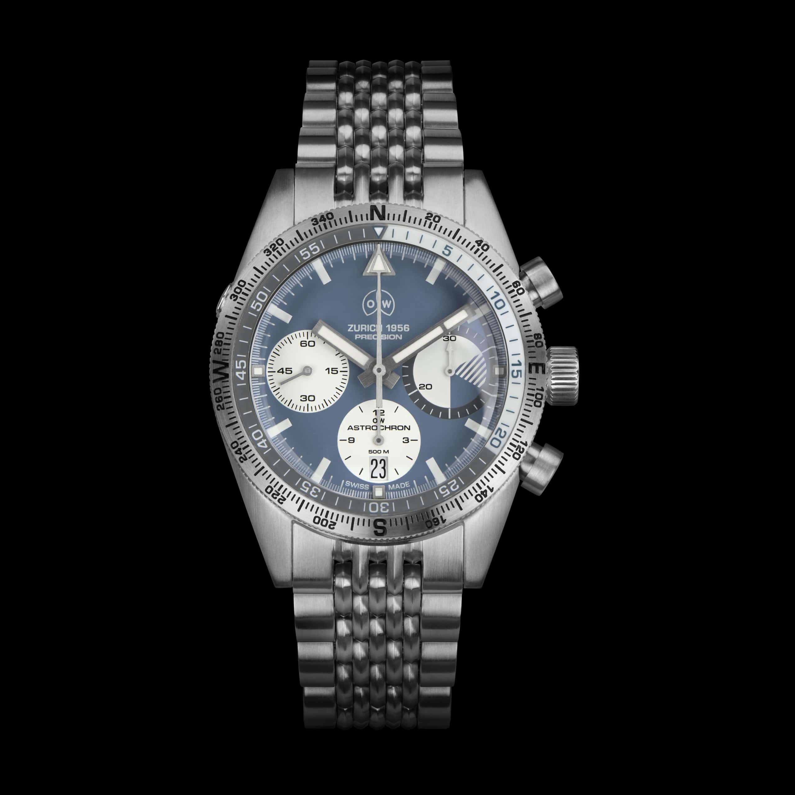 Ollech & Wajs’ Astrochron S Combines a 500 WR Dive Chronograph with a Compass Bezel and Regatta Counter