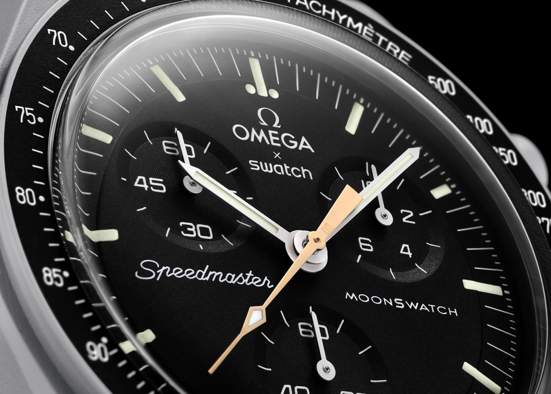 Gold MoonSwatch: Mission to Moonshine Chronograph Hand