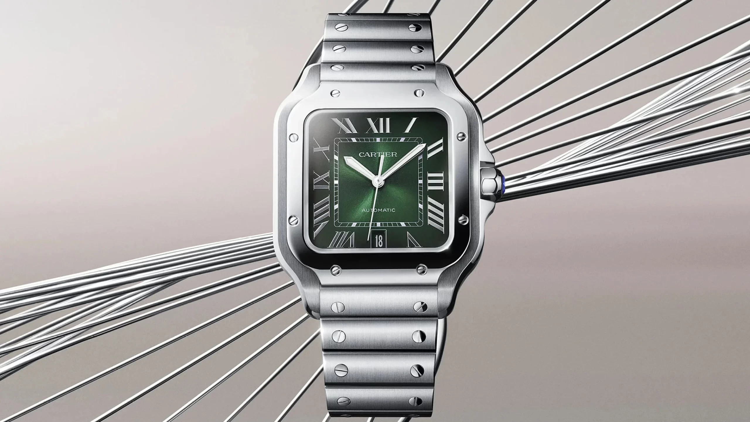 The smoky, sultry green Santos de Cartier novelties