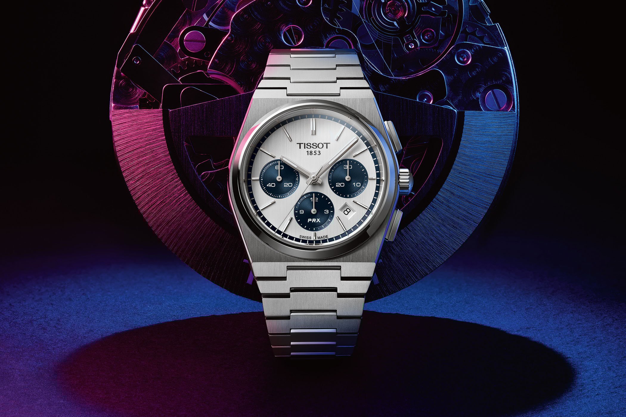 Tissot Unveils The Silver-Blue Panda PRX Chronograph And Rubber Straps for PRX Powermatic 80