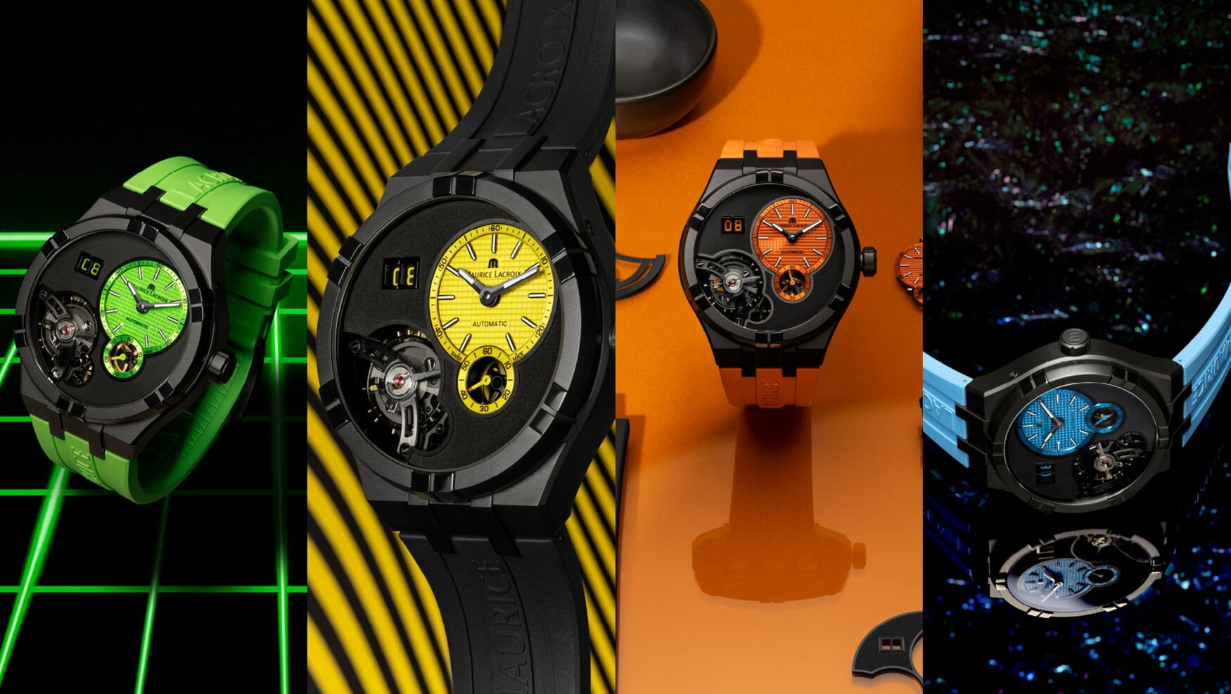 The new Maurice Lacroix AIKON Grand Date is emboldened with bright colours