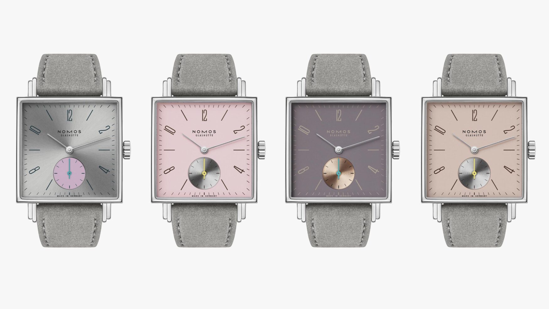 The Nomos Tetra quartet in shades of pink elevates a new contender for the colour of the year