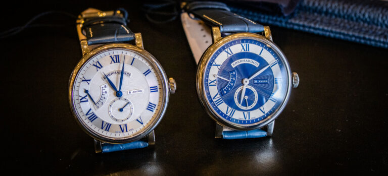 Hands-On Debut: Eberhard & Co. 8 Jours Grande Taille Watches With Blue And White Dials