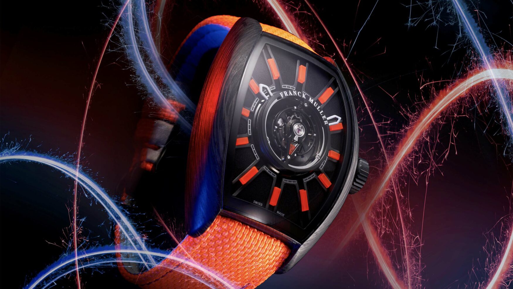 The Franck Muller Grand Central Tourbillon Flash brings a sporty attitude to a complex movement