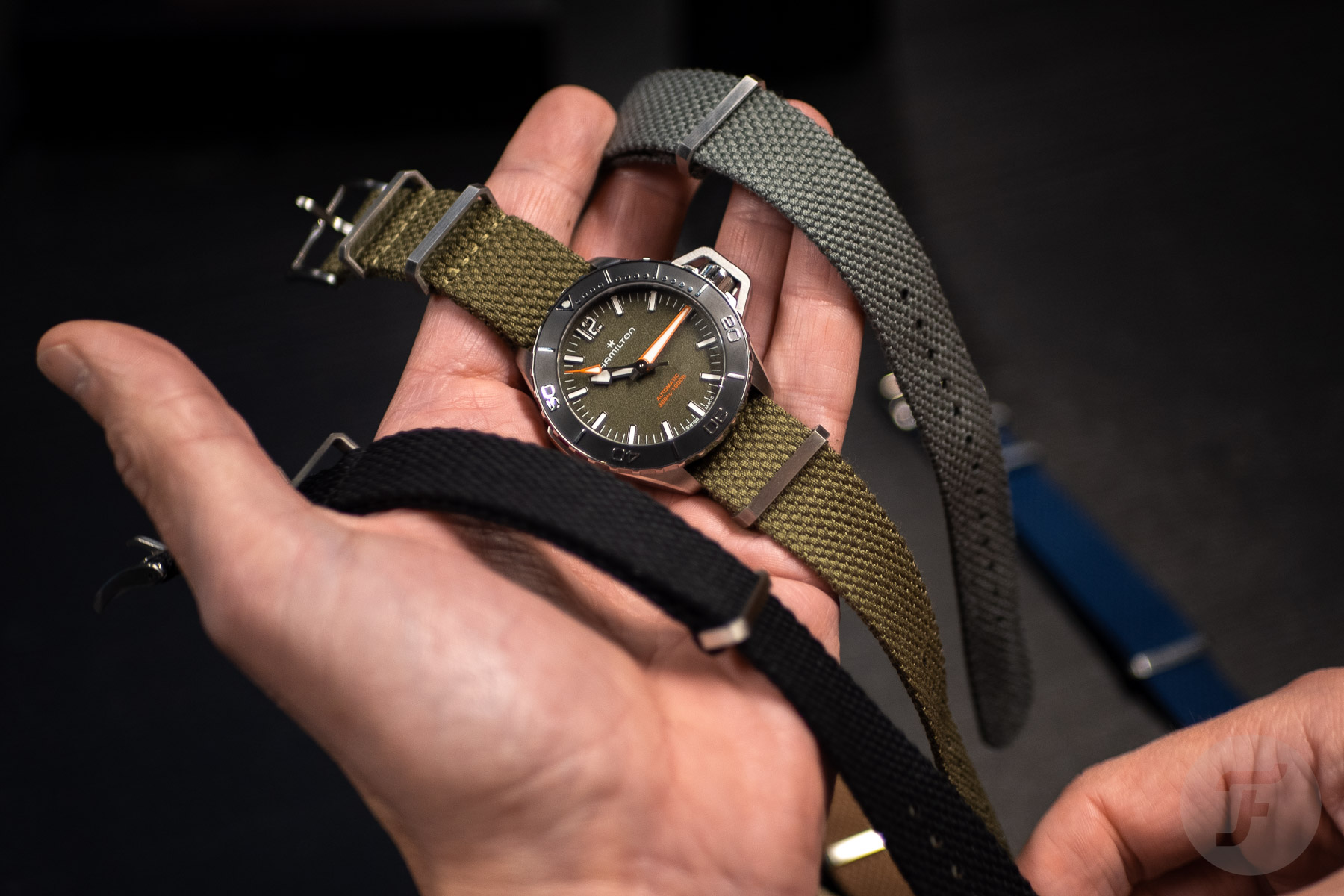 Monday Morning Mix-Up Featuring A Hamilton Khaki Navy Frogman Auto On New Fratello Hemp NATO Straps