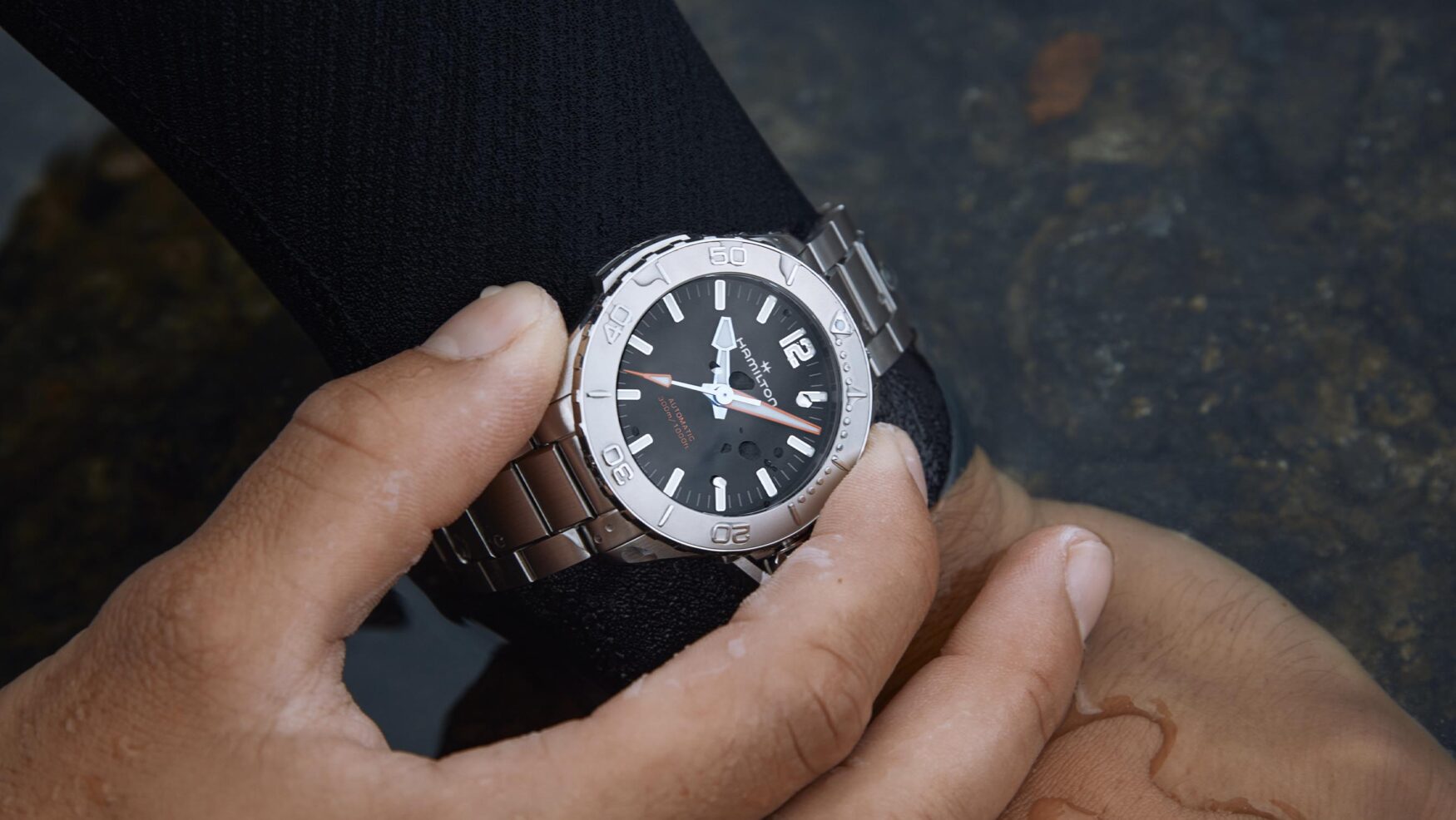 The Hamilton Khaki Navy Frogman 41 is more compact but just as functional