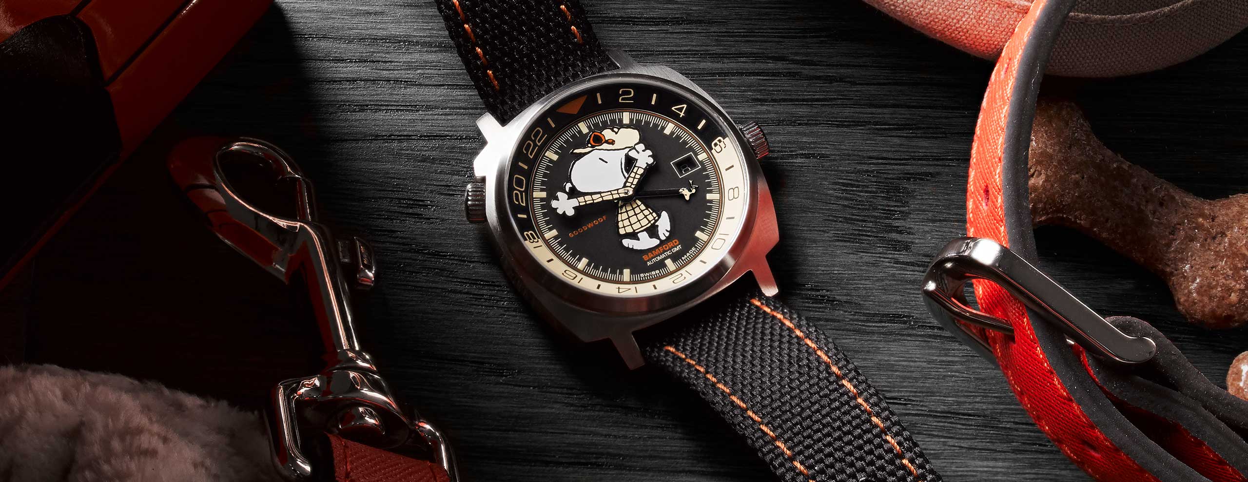 Introducing the Goodwoof x Bamford Titanium London GMT “Detective Snoopy”