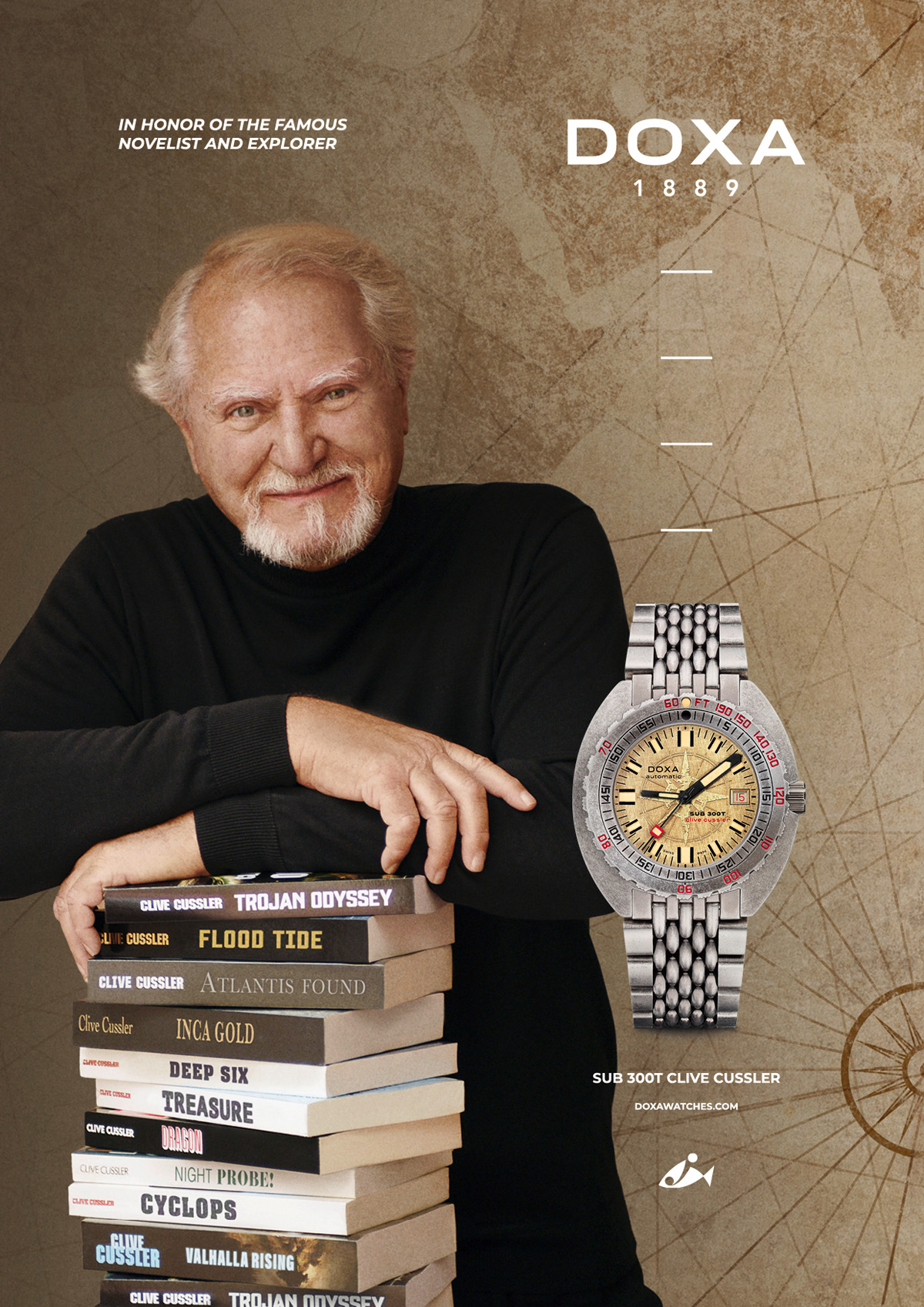 New: Doxa honours Maritime Explorer and Novelist Clive Cussler with a special SUB 300T