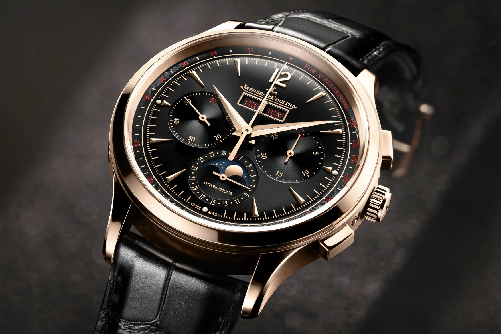 Jaeger-LeCoultre presents a black sunburst rendition of the Master Control Chronograph Calendar