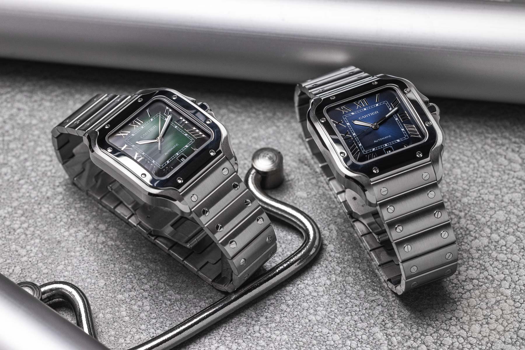 Hands-On With The Large Cartier Santos In Green And Blue