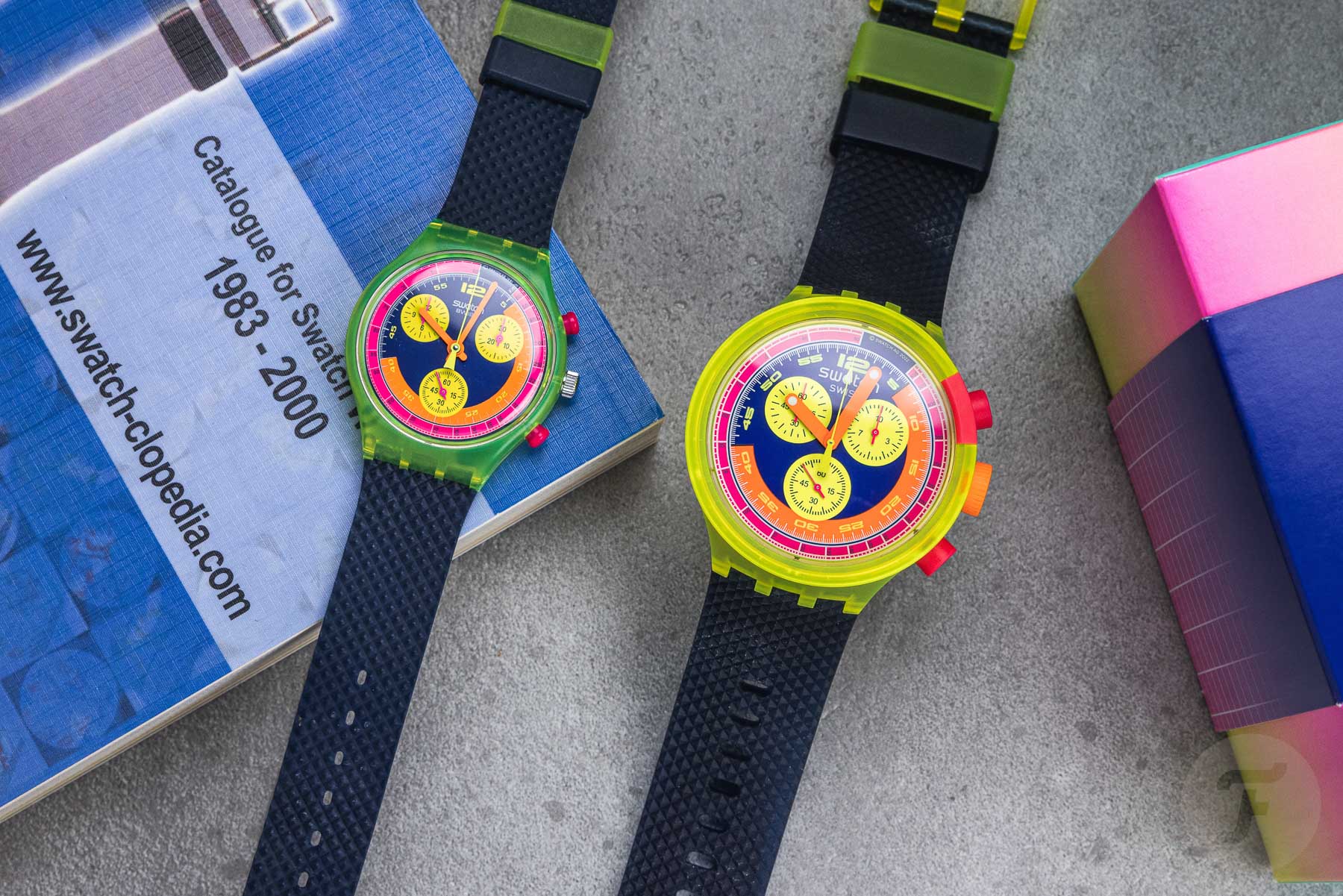 The Original 1992 Swatch Grand Prix Vs. The Brand-New Swatch Neon To The Max