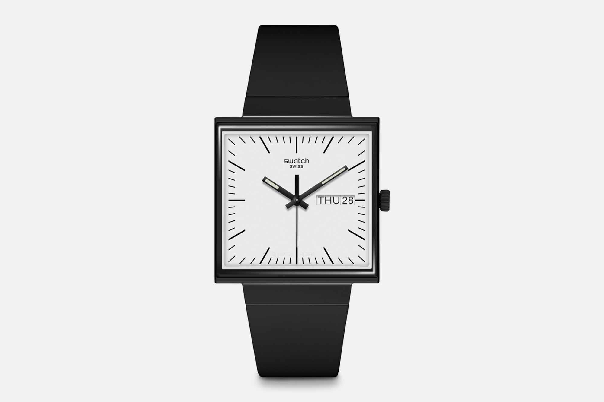 Swatch Asks “What If?” with their New Collection of Square, Bioceramic Watches