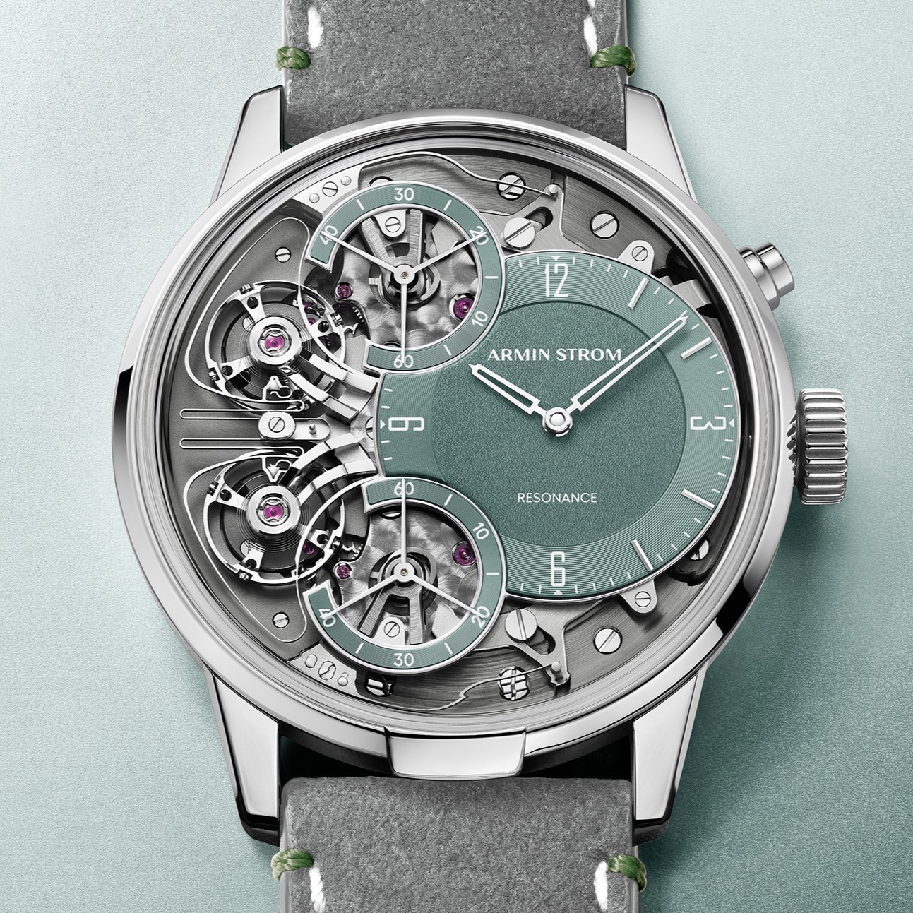Showing at WatchTime New York 2023: Armin Strom Mirrored Force Resonance Manufacture Edition Green