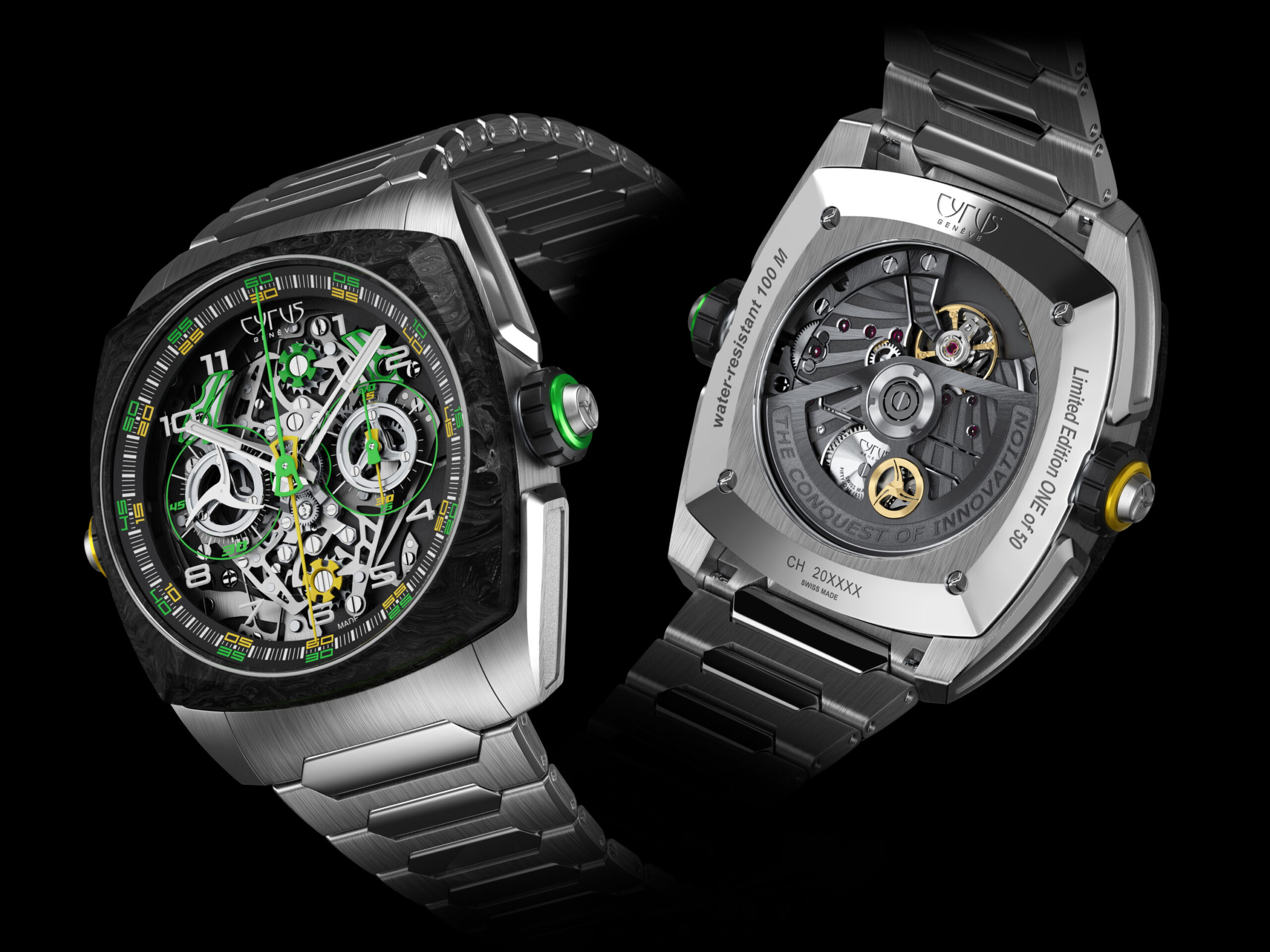 Showing at WatchTime New York 2023: Cyrus Genève Klepcys Dice Lime Carbon