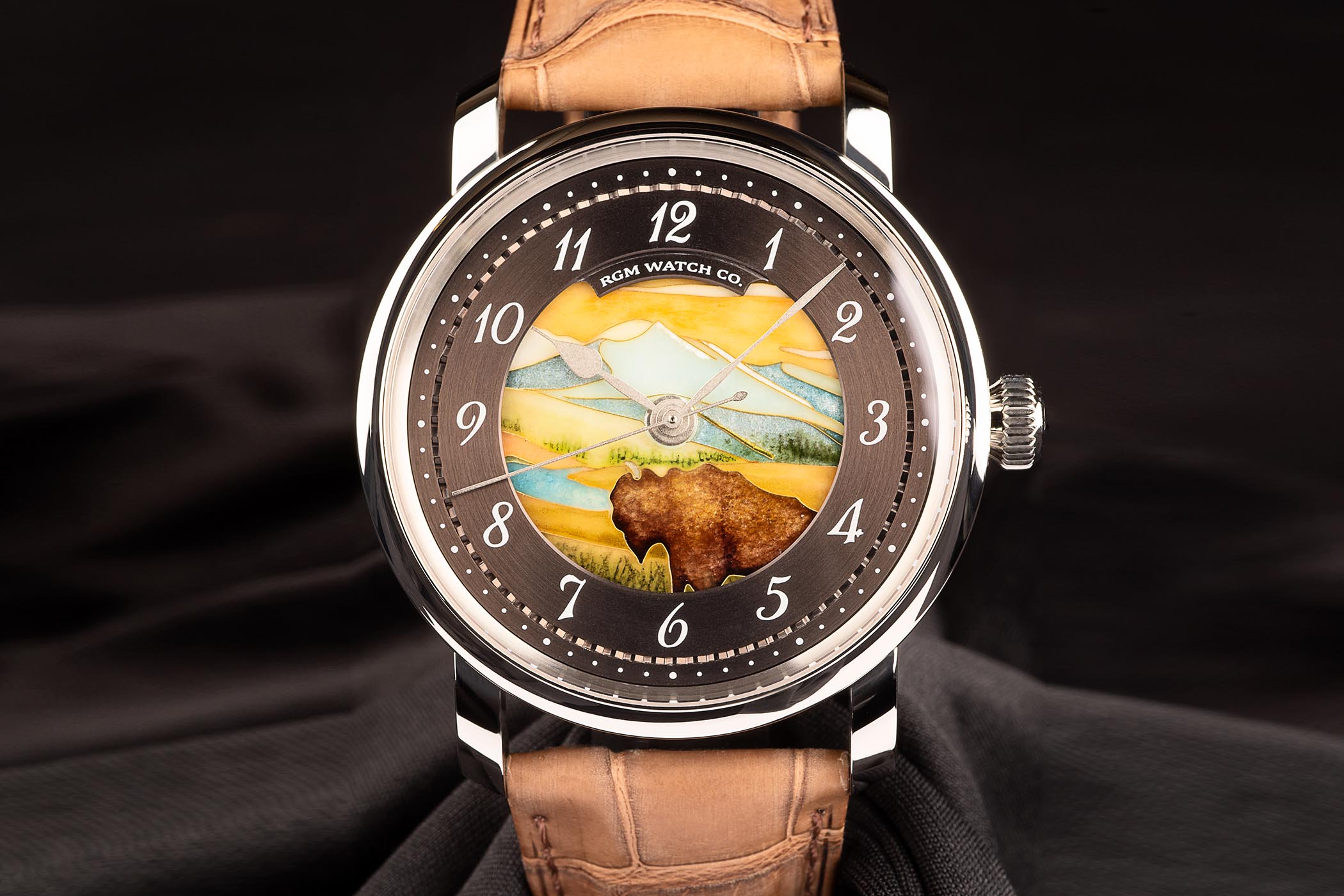 Showing at WatchTime New York 2023: RGM Model 25 “Tiger in Stone” Stone Marquetry