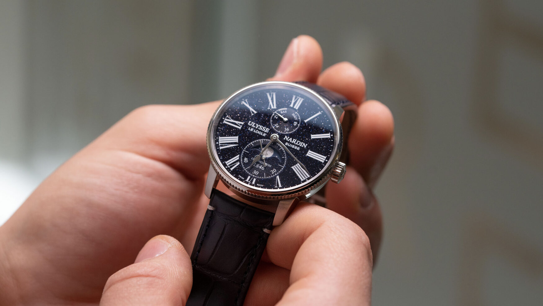 The starry night of the Ulysse Nardin Marine Torpilleur Moonphase Aventurine