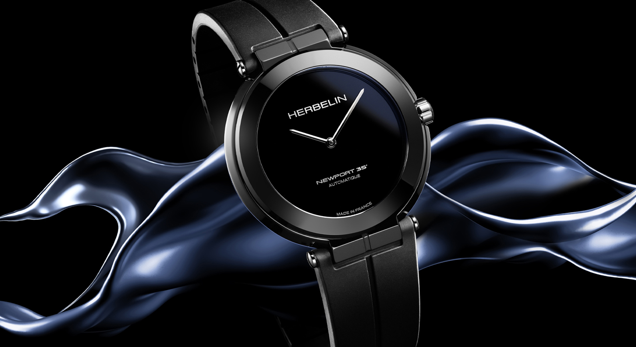 Herbelin goes to the dark side with stealthy time-only black ceramic Newport
