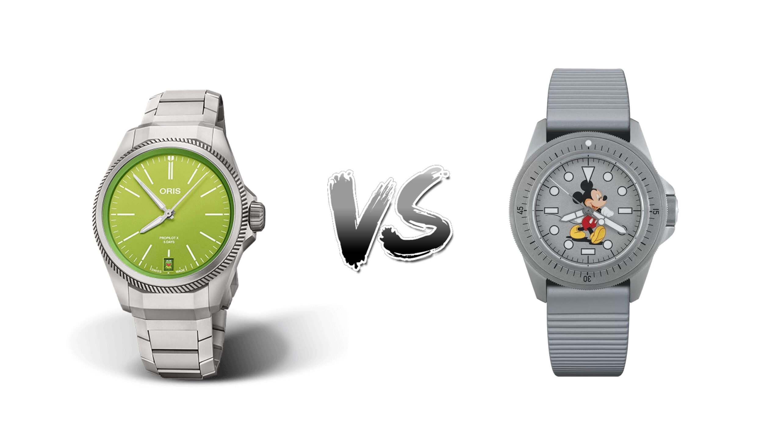 Sunday Morning Showdown: Oris ProPilot X Kermit Edition Vs. Unimatic Modello Uno Mickey Mouse