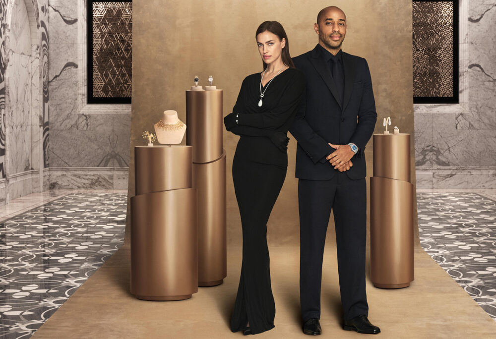 Thierry Henry and Irena Shayk promote February jewellery and watch show