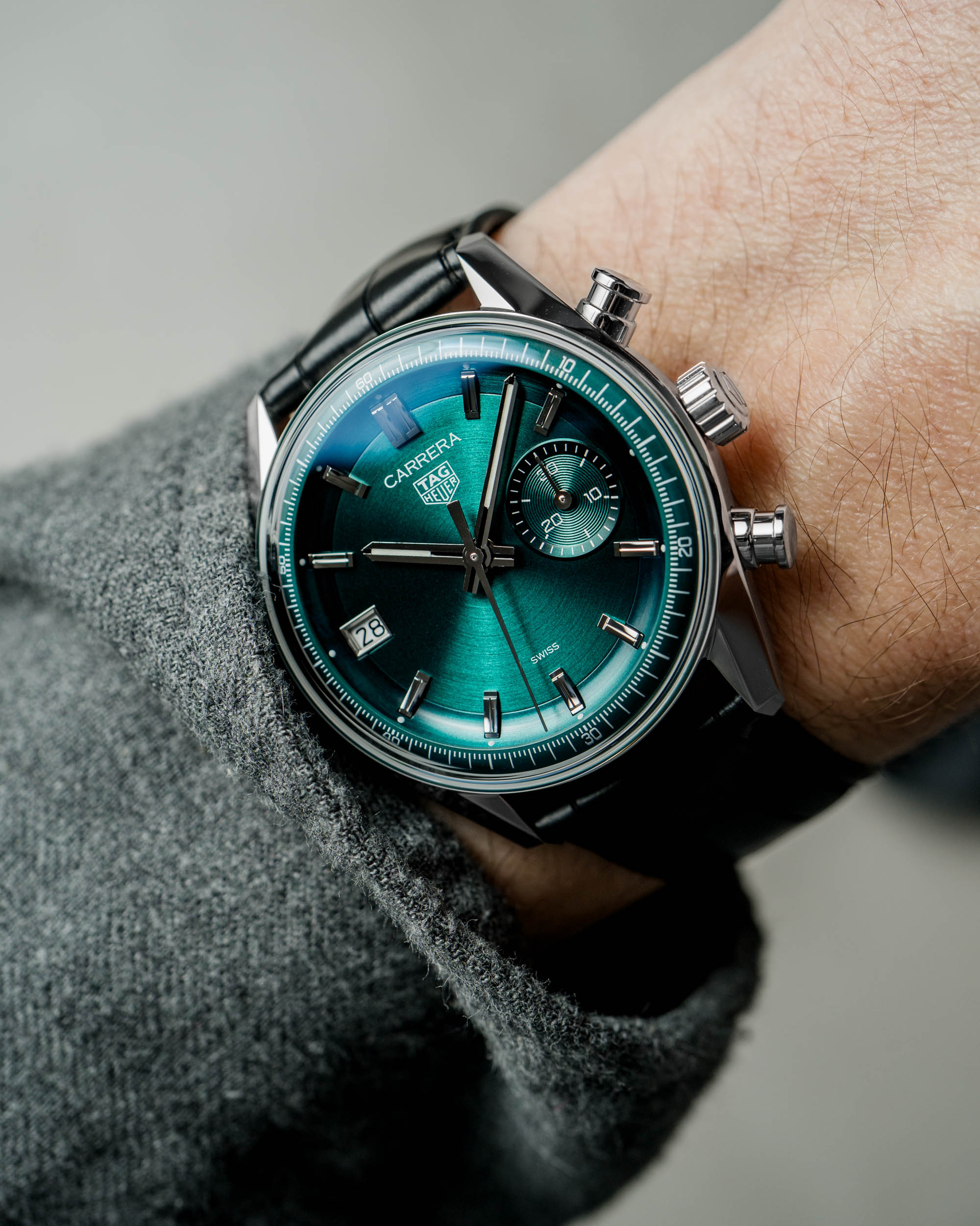 Hands-On Debut: TAG Heuer Carrera Chronograph ‘Glassbox’ Dato And Tourbillon Watches In Teal Green