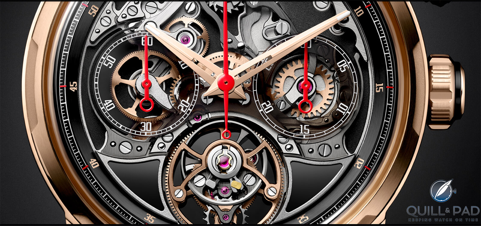 New Release: Louis Moinet Impulsion Onyx: Monopusher Chronograph – Flying Tourbillon with Black Onyx open dial