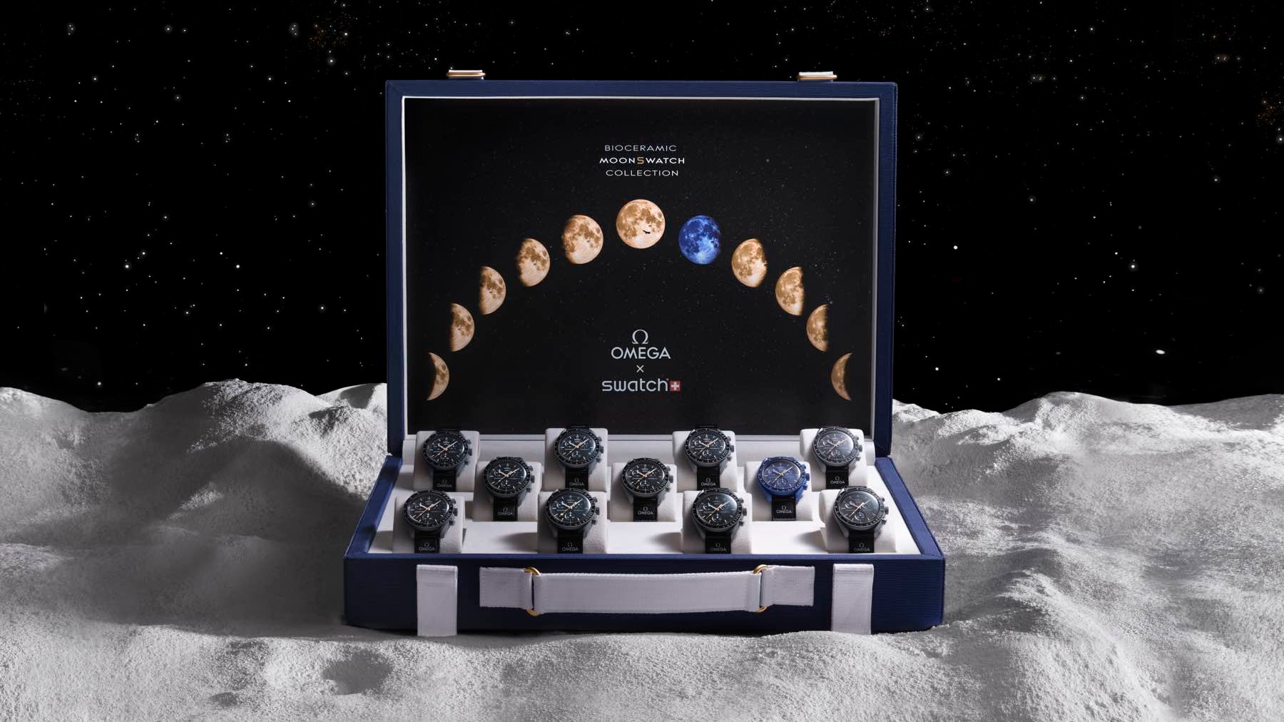 Eleven MoonSwatch Moonshine Gold Suitcases To Be Auctioned For Charity