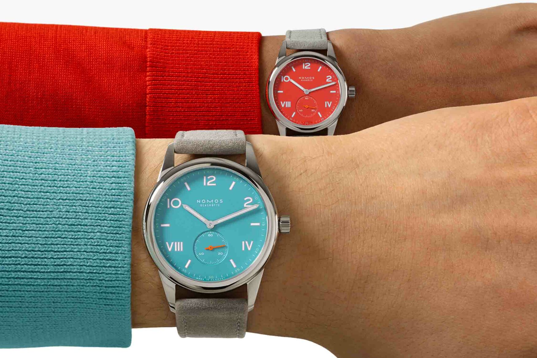 The Nomos Club Campus Nonstop Red and Endless Blue are fashionably late
