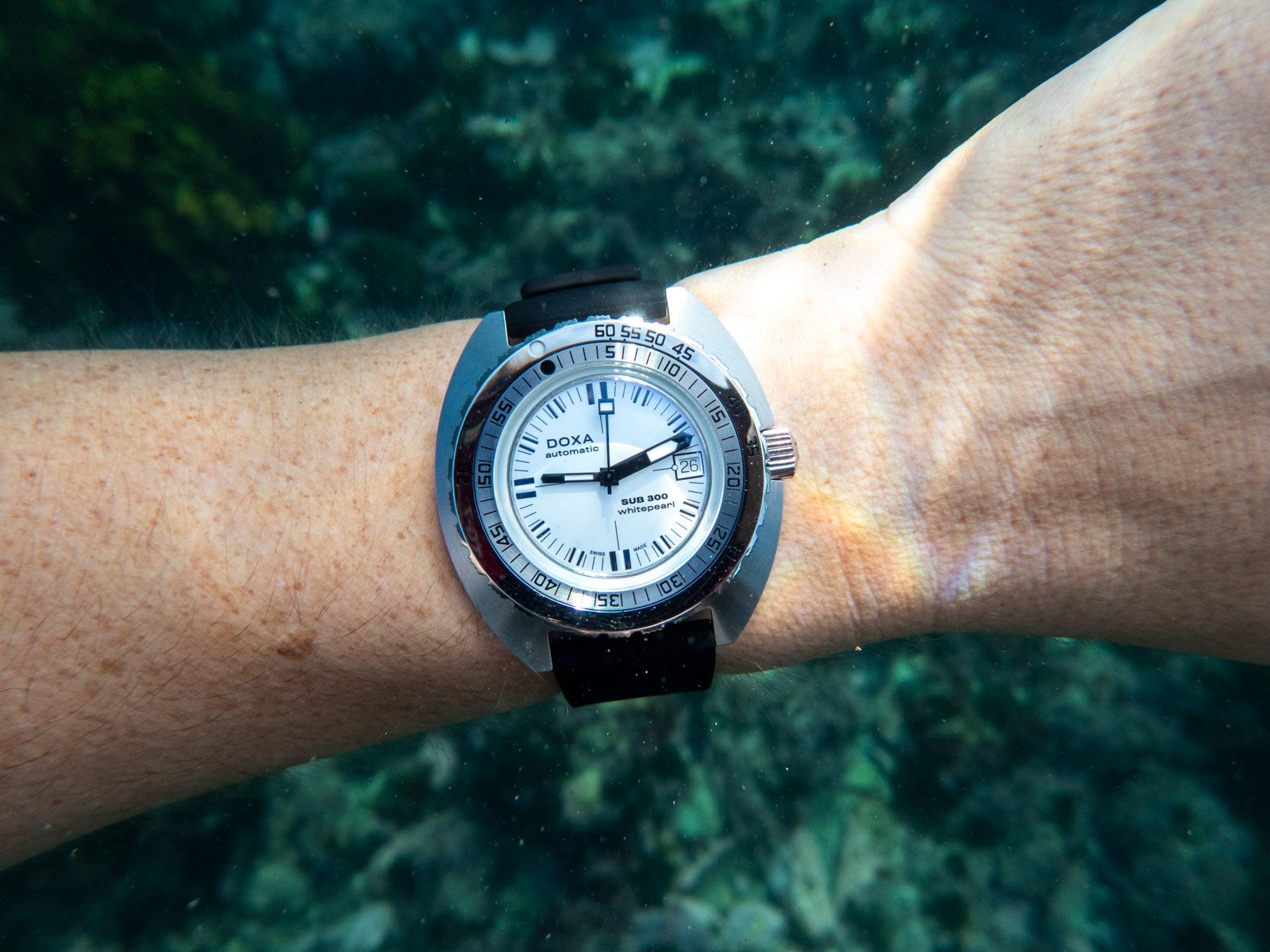The Doxa Sub 300 Whitepearl Is Monochromatic Cool