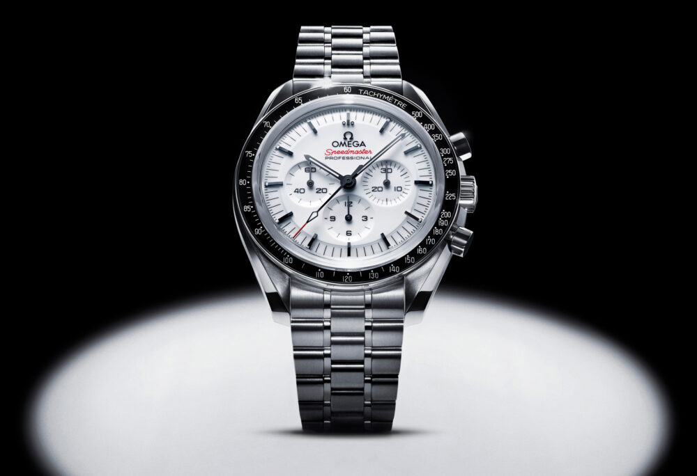 Omega comes clean with glossy white dialled Speedmaster Moonwatch