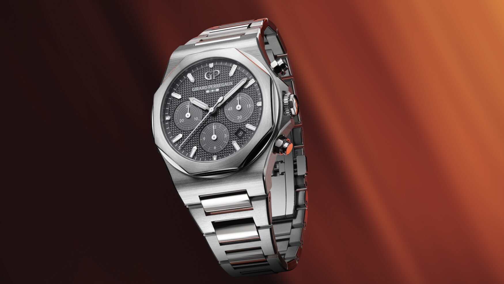 The sporty Girard-Perregaux Laureato Chronograph Ti49 is the first-ever titanium Laureato reference
