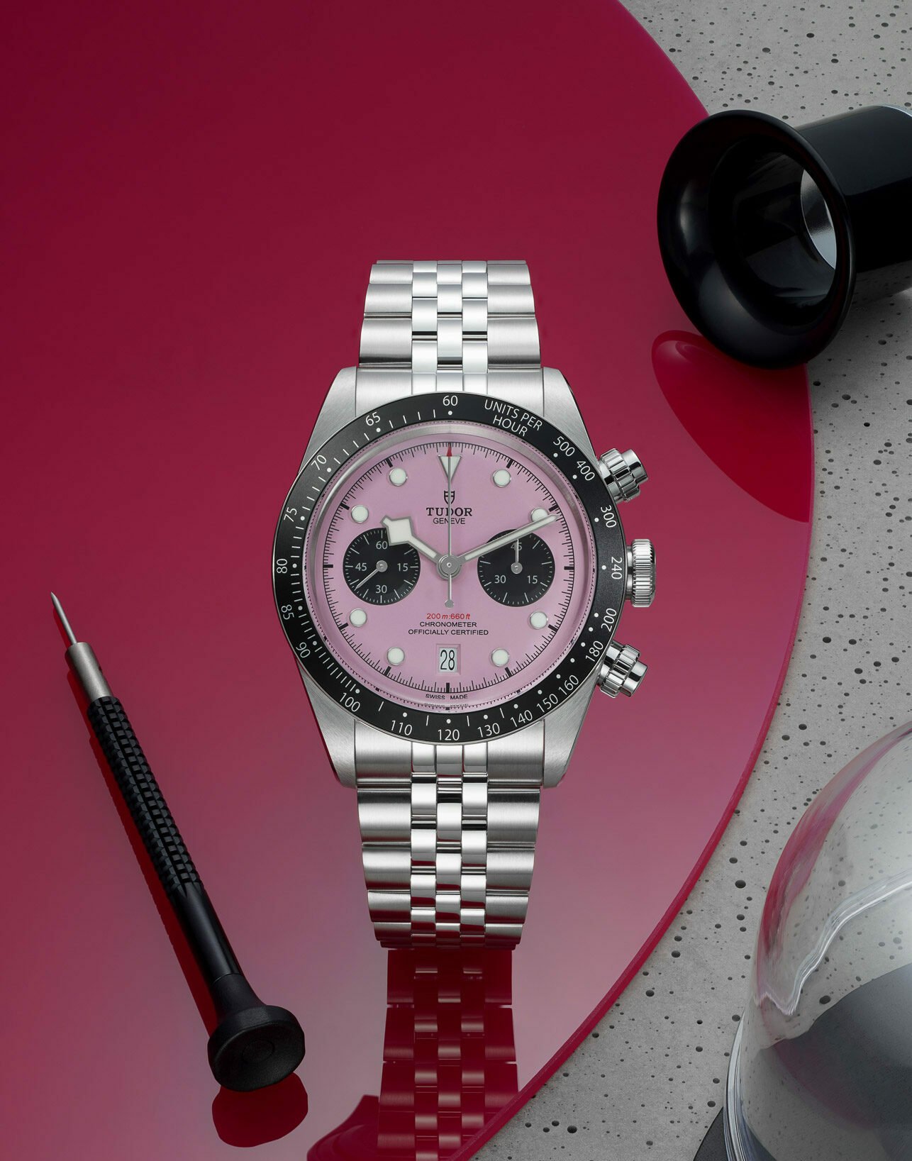 Hot-Take: Tudor Unveils A New Pink-Dialed Black Bay Chrono On A Five-Link Bracelet