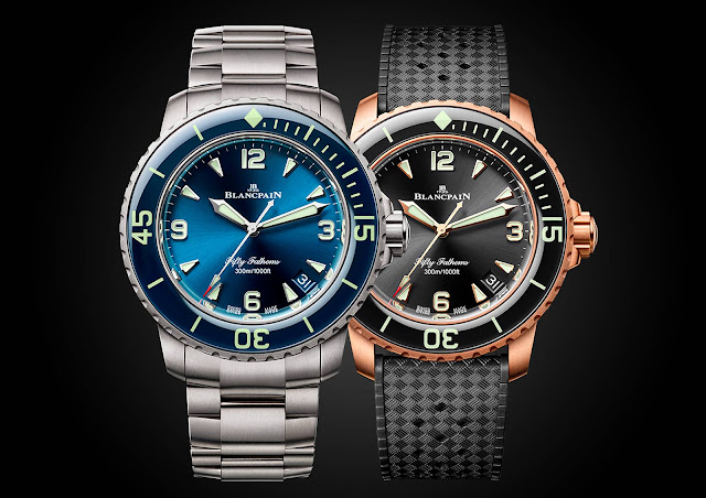 Blancpain launches new 42 mm Fifty Fathoms Automatique models in titanium and red gold
