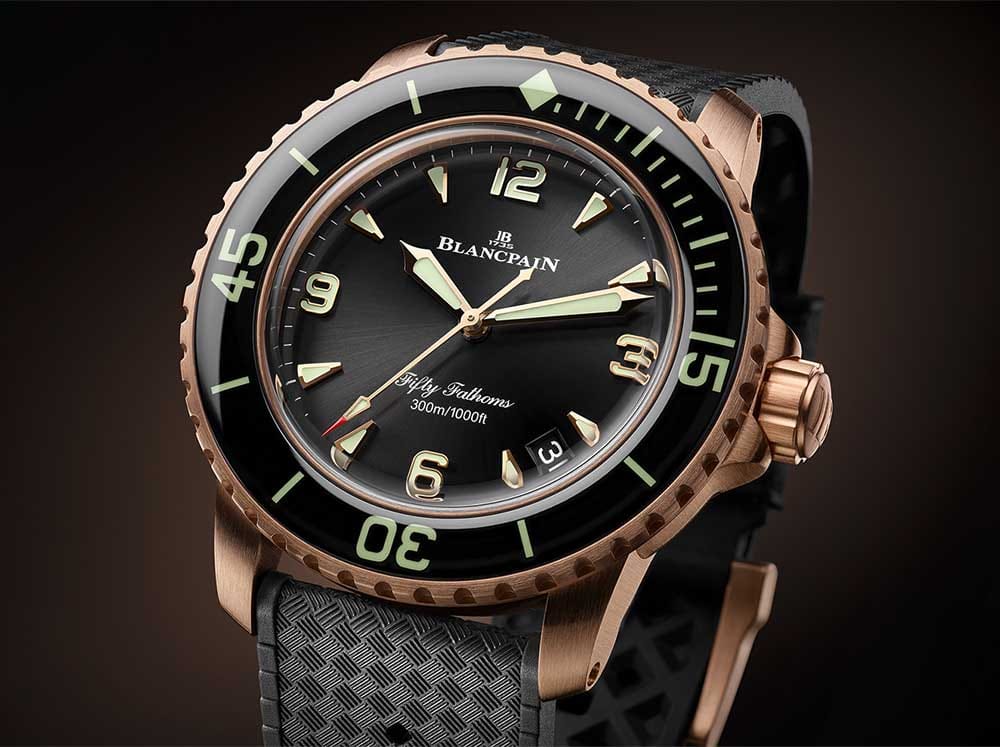 Blancpain Adds Gold and Titanium to 42mm Fifty Fathoms 