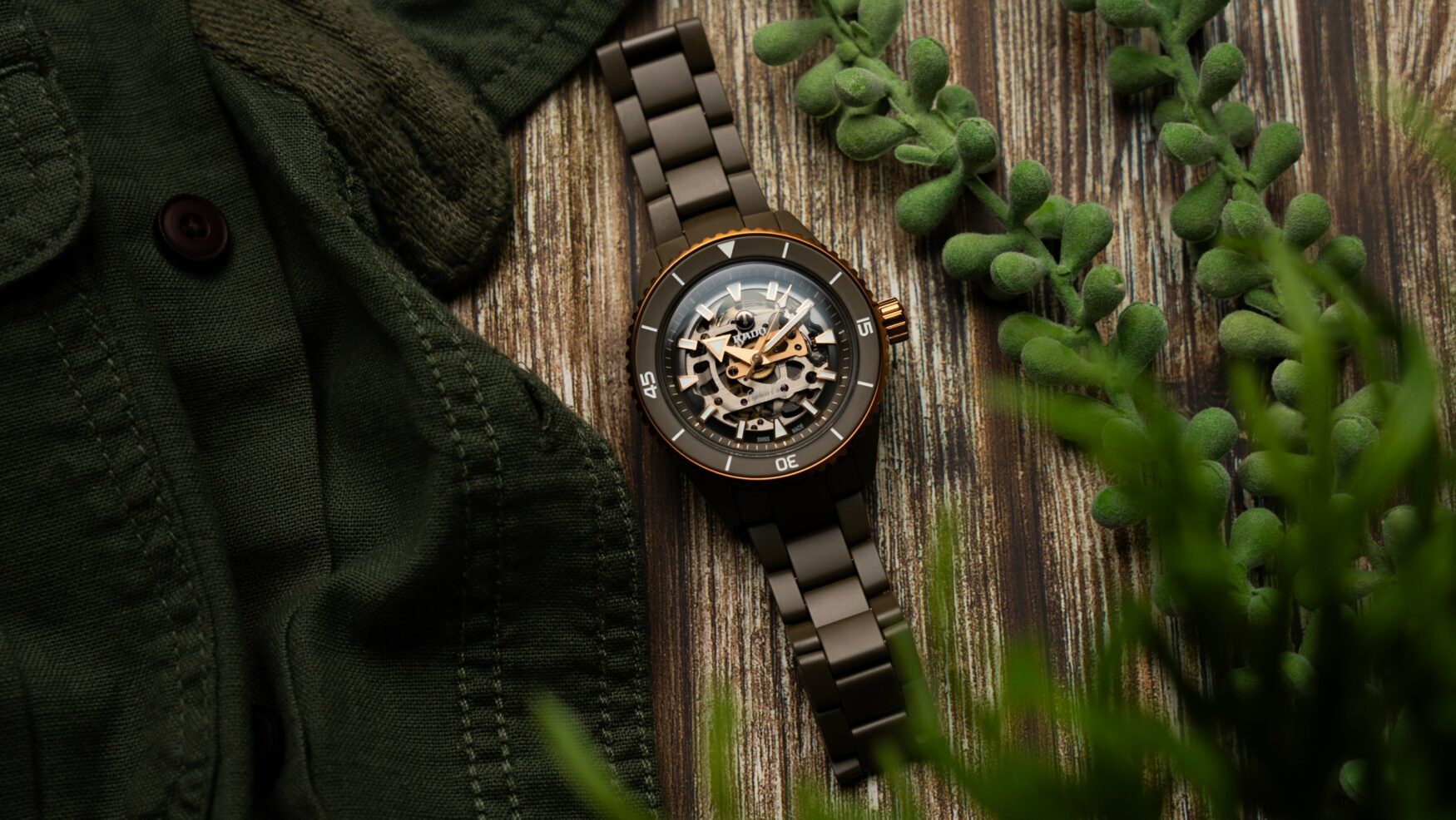 The Rado Captain Cook High-Tech Ceramic Skeleton gets a green and gold Aussie update