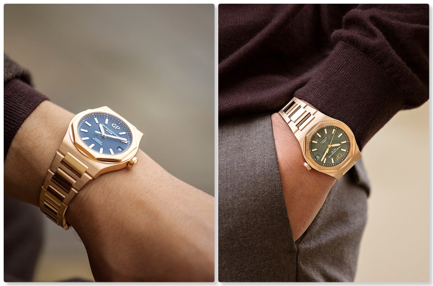 Introducing: The Girard-Perregaux Laureato 42mm Pink Gold Ultramarine Blue And Sage Green
