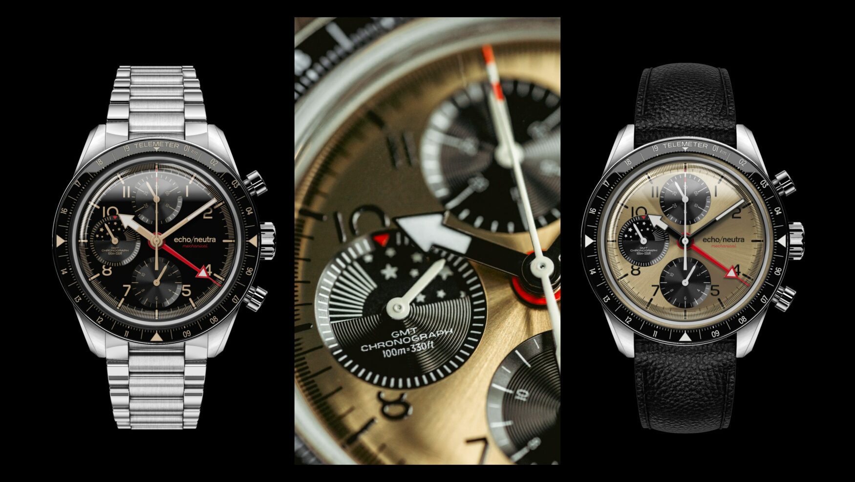 Travel in style with the jetsetting echo/neutra Cortina 1956 Chrono GMT