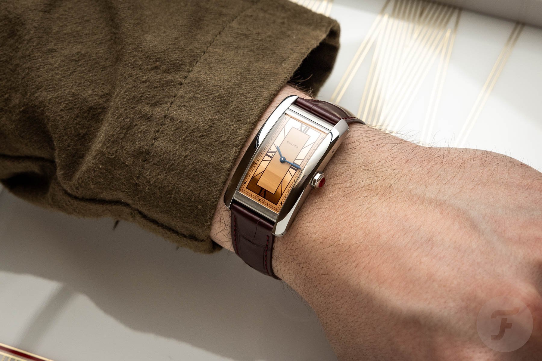 Hands-On: The Cartier Tank Américaine In Platinum With A Salmon Art Deco Dial