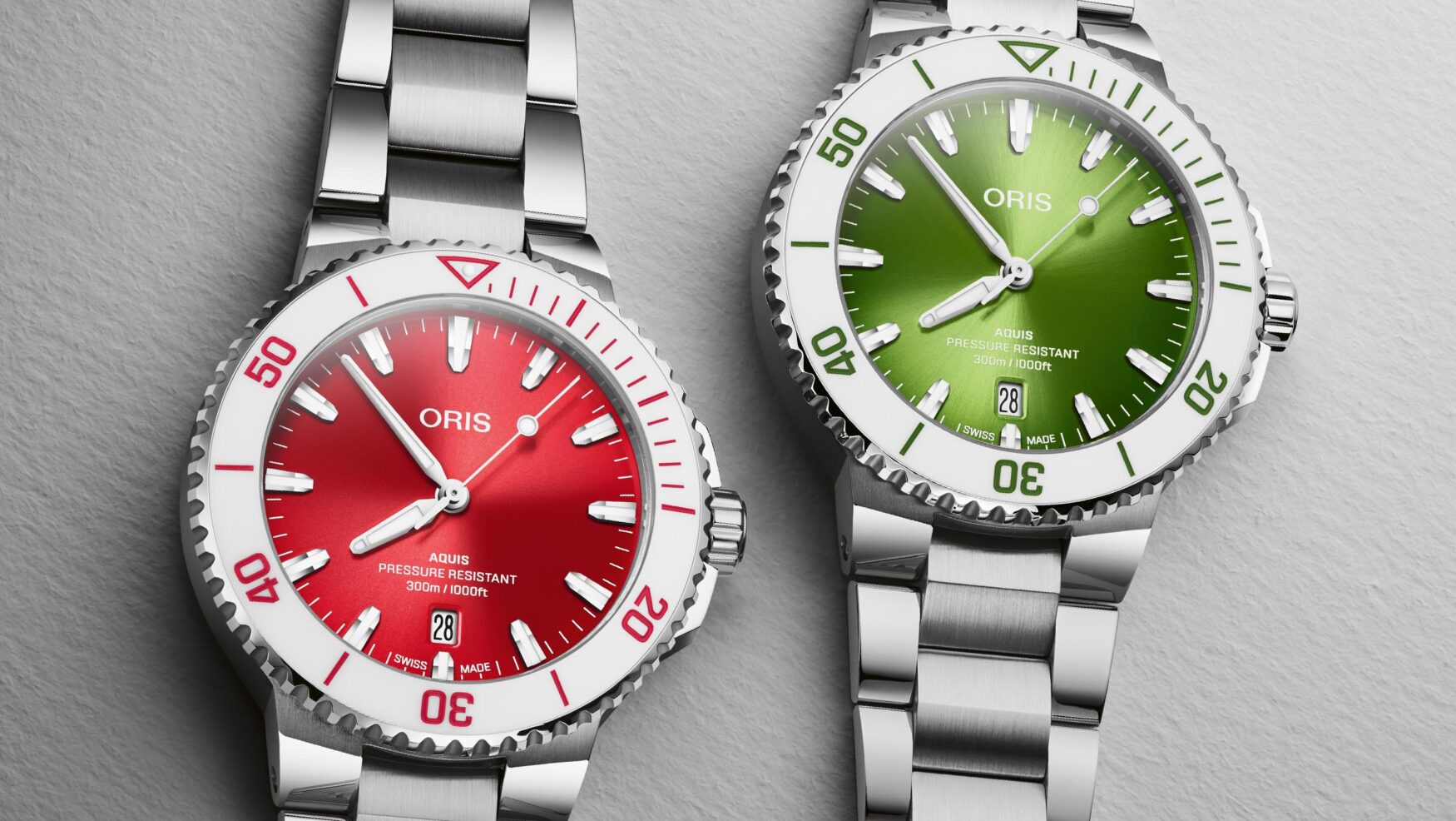 The new Oris Aquis Date Taste of Summer duo is mouthwatering and watermelon-evoking