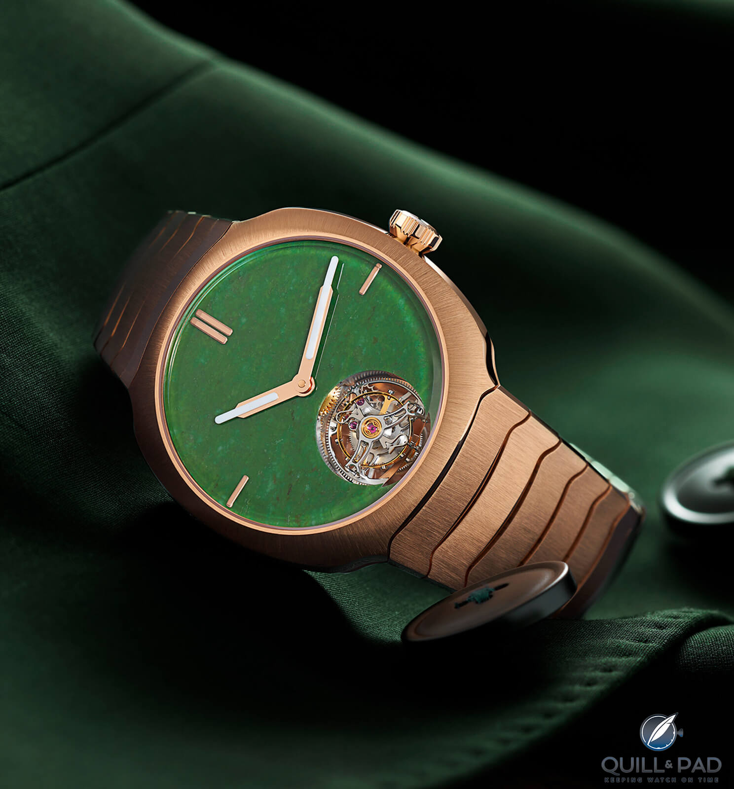 H. Moser & Cie Streamliner Tourbillon in Wyoming Jade and Gold