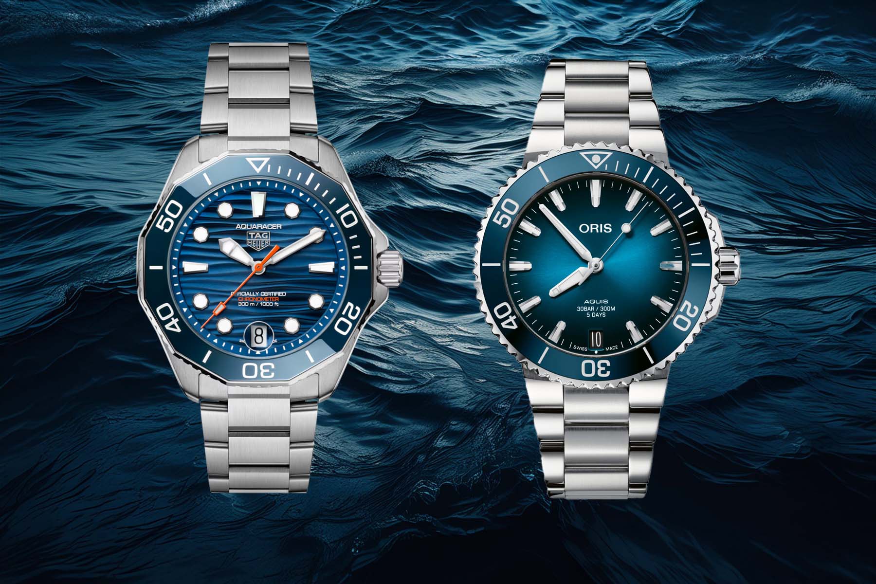 Sunday Morning Showdown: Oris Aquis Date Calibre 400 Vs. TAG Heuer Aquaracer Professional 300 Date