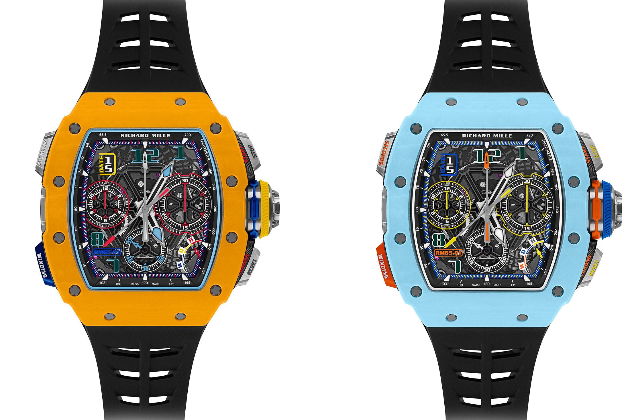 Two New Takes on the Richard Mille RM 65-01 in Blue and Yellow Quartz TPT