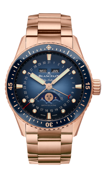 Blancpain Goes Full Gold with the Fifty Fathoms Bathyscaphe Chronograph Flyback and Quantième Complet Phases de Lune